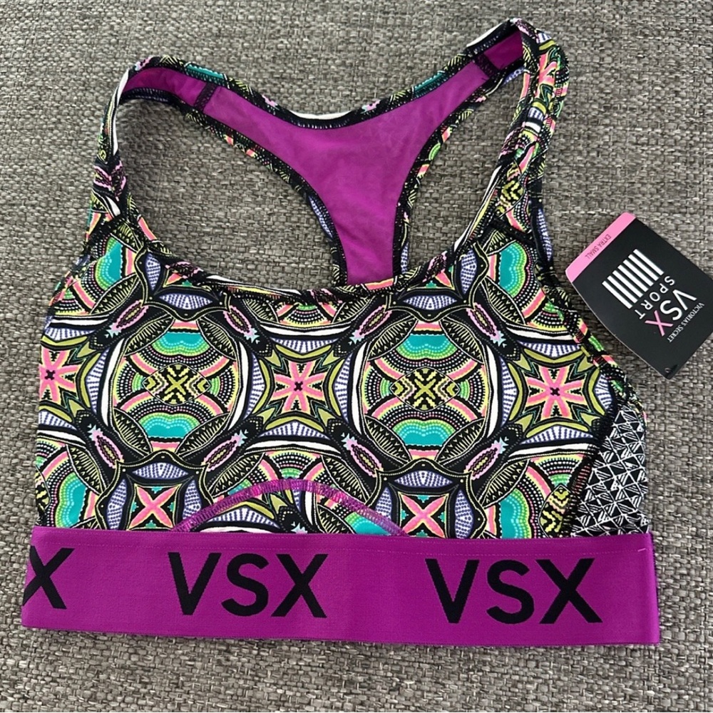 Victoria’s Secret VSX The Player Multicolor Geometric Racerback Sports Bra